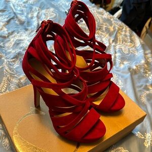 Red velvet heels size 7